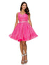 Cinderella Couture Multi Color Glitter Mesh V Neck Short Dress for Women, Sizes XS-3XL - SophiasStyle.com